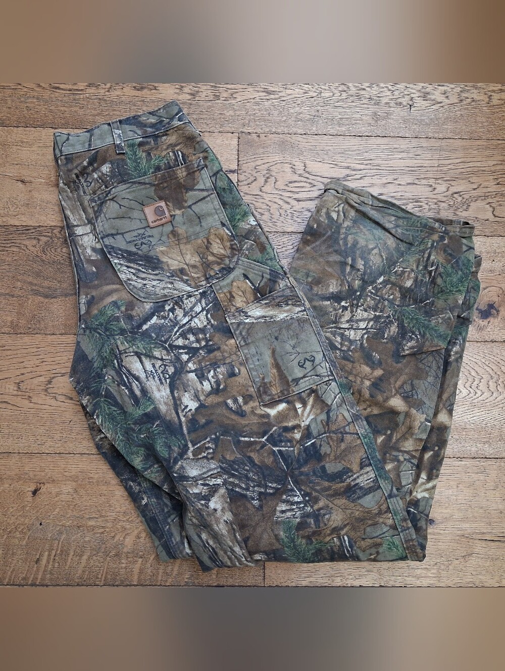 Vintage Carhartt B235 977 Realtree Xtra Camo Dungaree Pants Mens 32X34 USA UNION
